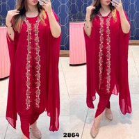 RTK 1038 Kaftan Dress With Dhoti Pant  - Blue, 38