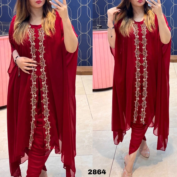 RTK 1038 Kaftan Dress With Dhoti Pant  - Green, 38