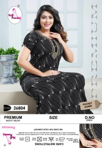 La Fairy  PRINTED COTTON GOWN - Black, 2XL-46-48