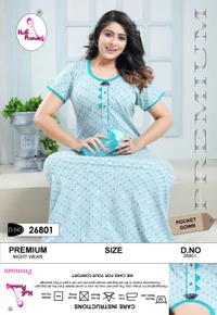 La Fairy  PRINTED COTTON GOWN - Black, 2XL-46-48
