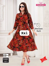 La Fairy Umbrella Style Kurti  - Yellow Orange, Xl-42
