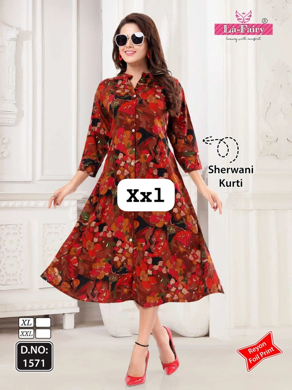 La Fairy Umbrella Style Kurti  - Yellow Orange, Xl-42