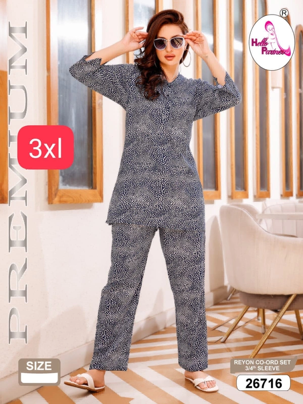 La Fairy  2198 Beautiful Co-Ords Set - Black, XL-42