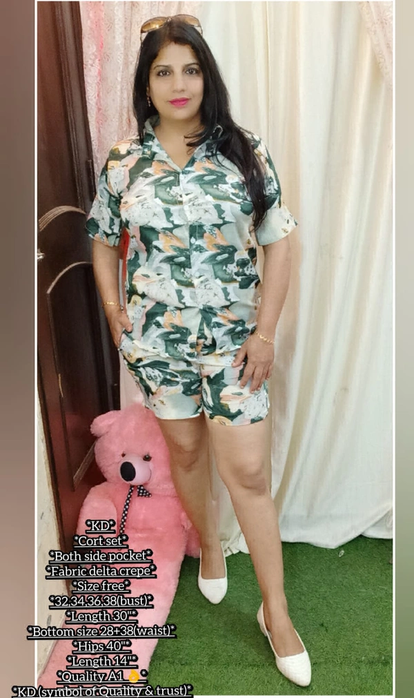 KD18 2134 HOT PANT CO-ORDS SET  - green, 32