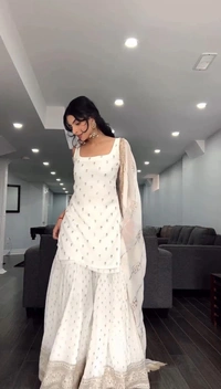 WDW EMBROIDERY WORK KURTI SET WITH PANT DUPATTA  - 38-M