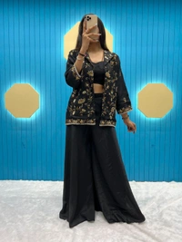 WDW 1032 WESTERN STYLE 3 PEACE DRESS  - Black, FREE SIZE