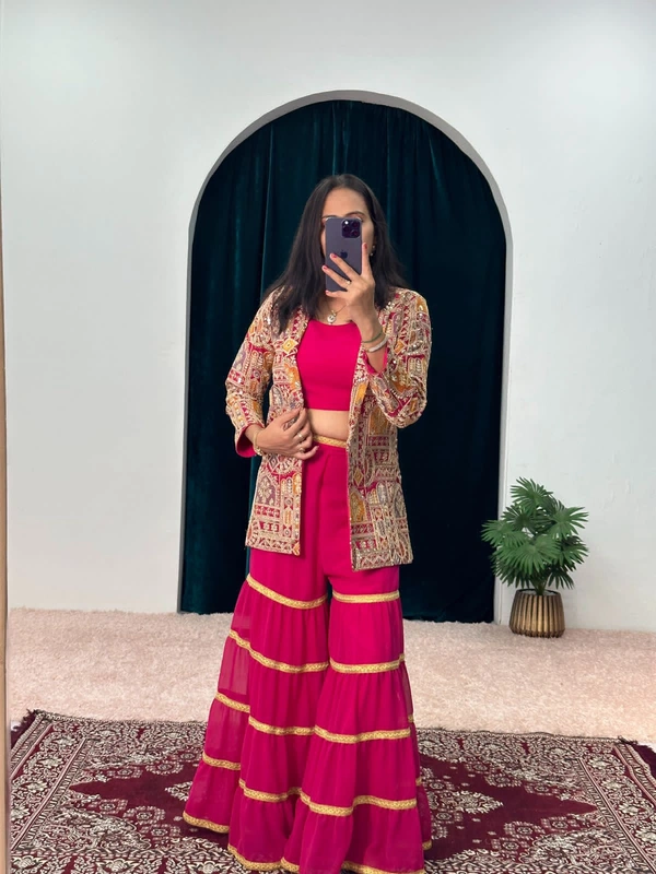 WDW INDO-WESTERN WITH FULL FLAIR SHARARA PLAZO - 2XL-44