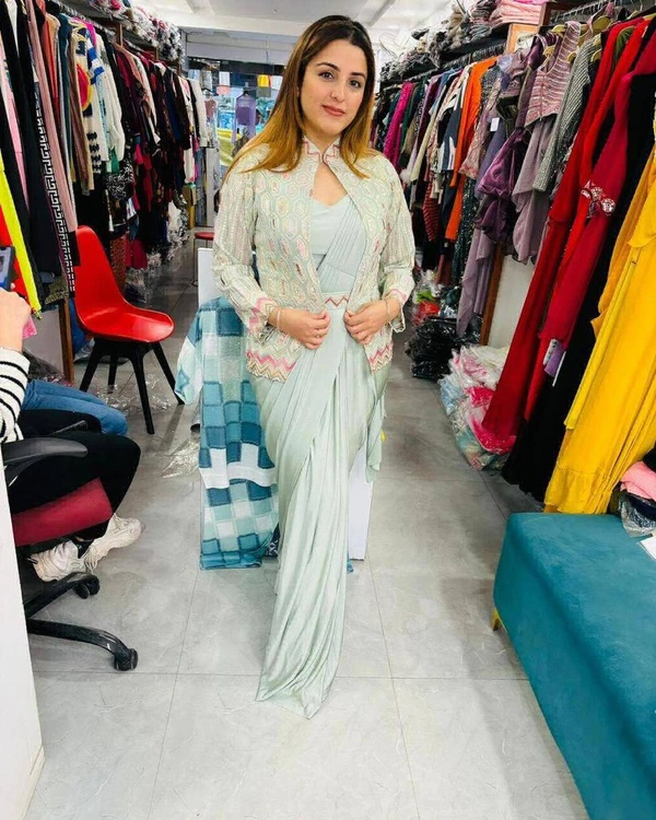 KDJ READY TO WEAR SAARI  - sky blue