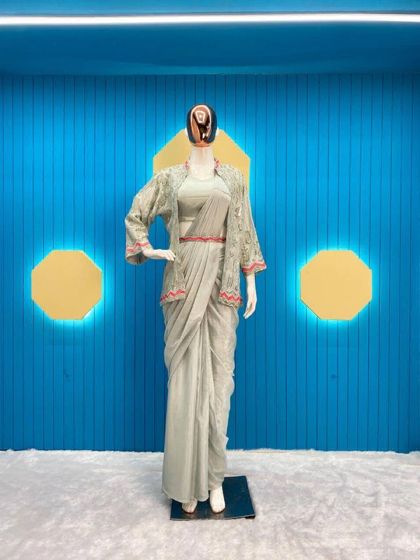 KDJ READY TO WEAR SAARI  - sky blue