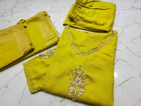 KDJ REYON FEBRIK KURTI WITH PANT DUPATTA  - Purple, M-38