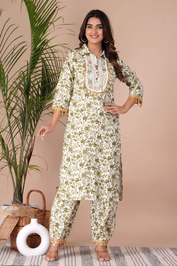 KDJ Printed Kurta Pair Matching Pant  - L-40