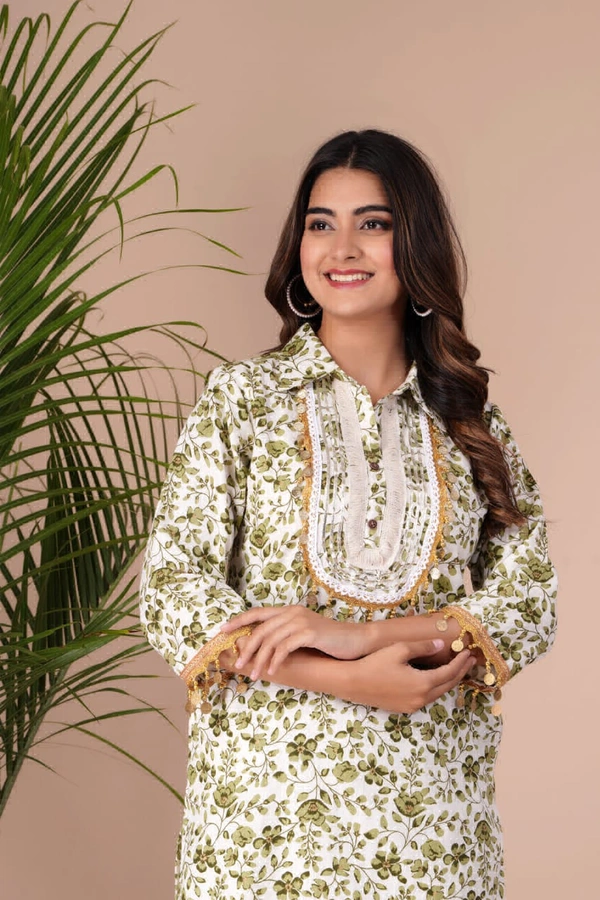 KDJ Printed Kurta Pair Matching Pant  - L-40