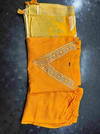 KDJ REYON STRAIGHT KURTI WITH PANT DUPATTA  - Red, 46-3XL