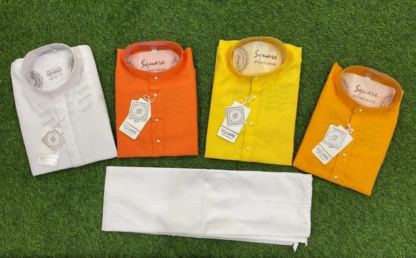 Square  Plane Kurta Pajama  - Haldi, 40-L