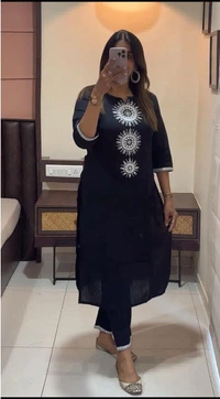 KDJ 3540 Cotton Kurta With Pant  - mustered, 38-M