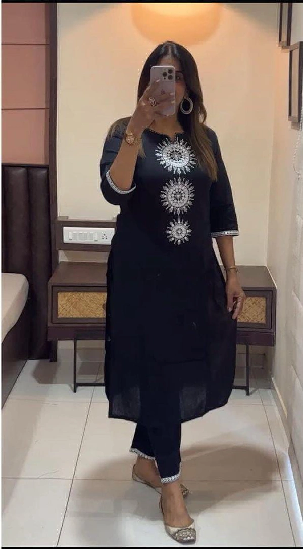 KDJ 3540 Cotton Kurta With Pant  - mustered, 38-M