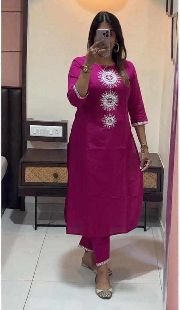KDJ 3540 Cotton Kurta With Pant  - Black, L-40