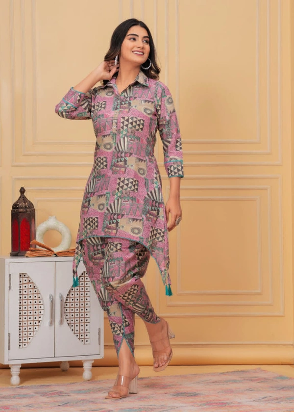 KDJ 2114 Muslin Kurti With Dhoti Pant Cord Set - M-38