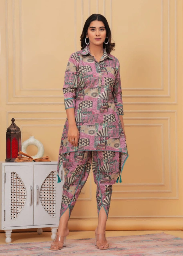 KDJ 2114 Muslin Kurti With Dhoti Pant Cord Set - 42-XL