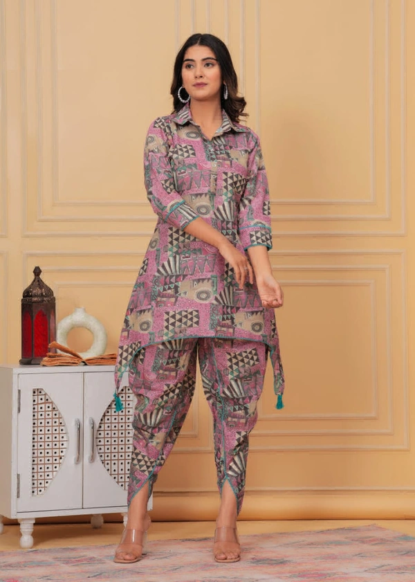 KDJ 2114 Muslin Kurti With Dhoti Pant Cord Set - 42-XL