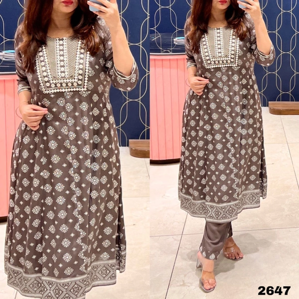 RTK REYON ANARKALI SUIT WITH PANT DUPATTA  - green, 40-L