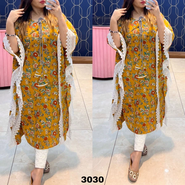RTK 1021 COTTON KAFTAN DRESS  - Red, 3XL-46
