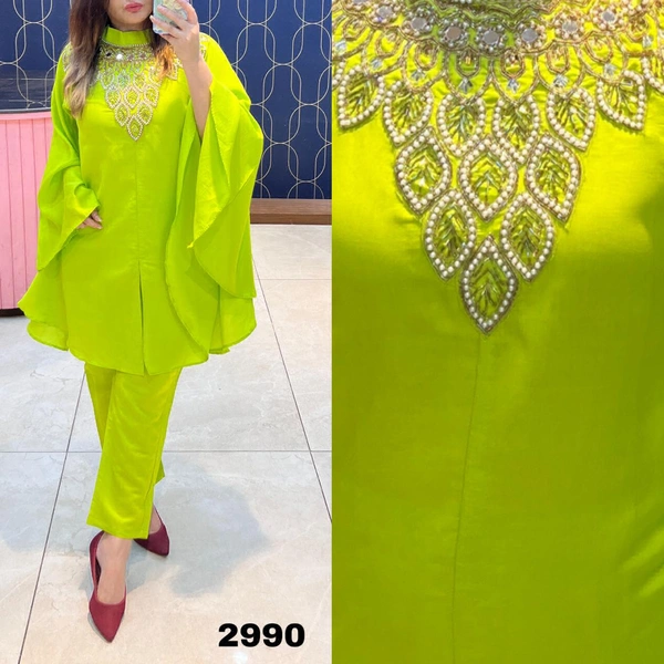 RTK HANDWORK KAFTAN KURTI WITH PANT  - pink, 40