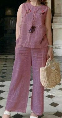 KDJ 2107 Beautiful Top With Plazo Pant  - pink, 40