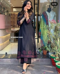 KDJ 301 COTTON PRINTED KURTI WITH PANT  - 42-XL