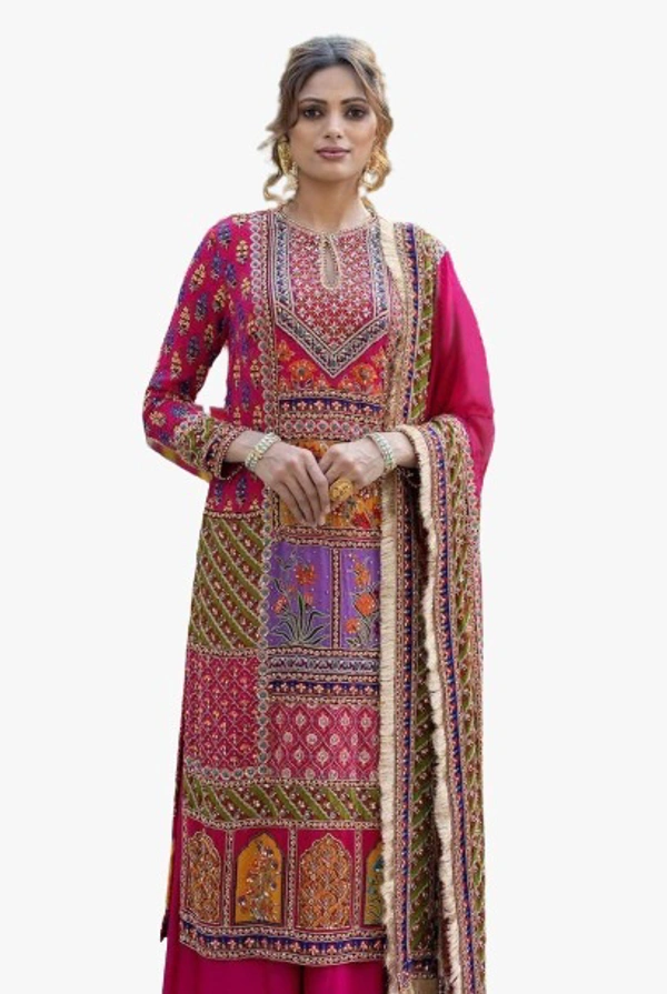 ARM HEAVY EMBROIDERY KURTA SEARARA SET - M-38