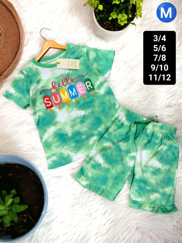 KVF 2220 Summer Shorts CORD SET  - Green, 9-10