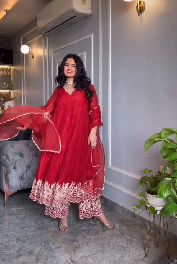 WDW Designer Kurti With Plazo Pant Dupatta  - M-38