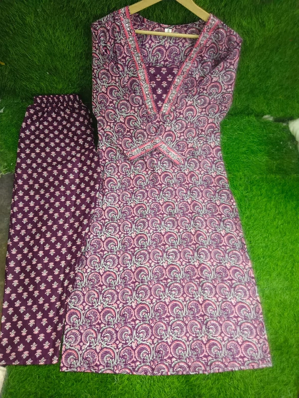 KDJ 3541 Cotton Kurta Set With Pant Dupatta  - M-38