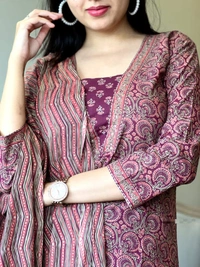 KDJ 3541 Cotton Kurta Set With Pant Dupatta  - M-38