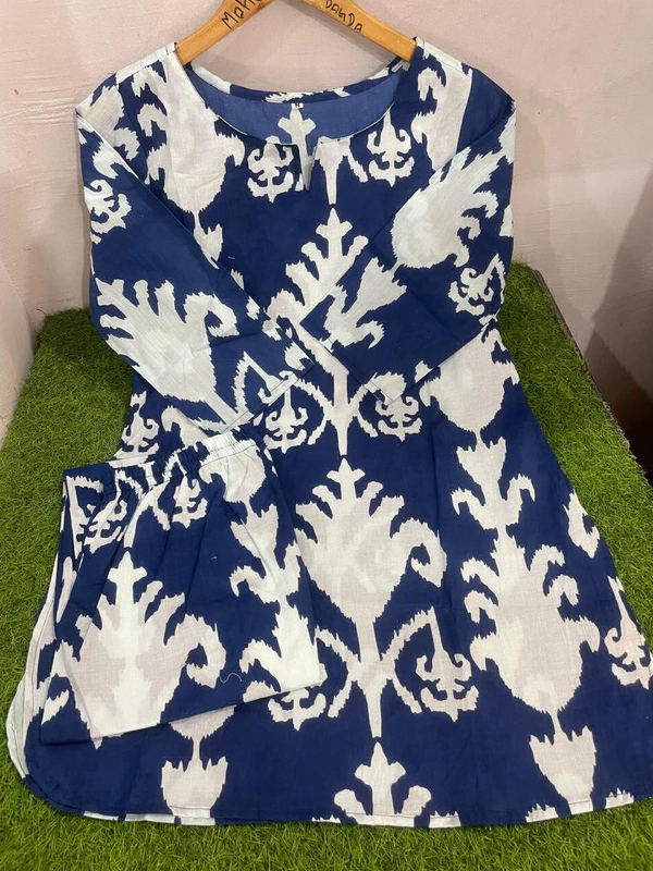 KDJ BEAUTIFUL PRINTED KURTI SET  - L-40, Blue