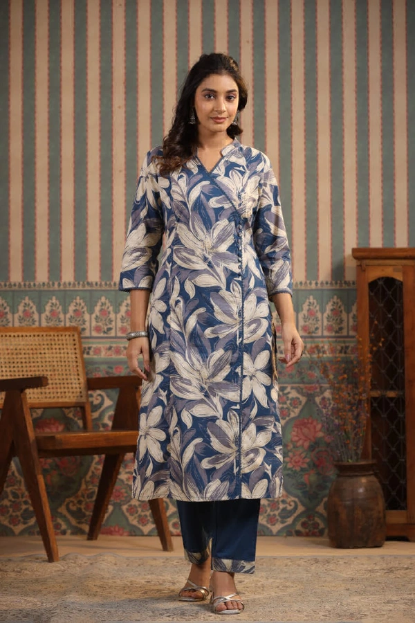 KDJ 1013 Beautiful Dress Kurti With Pant  - Blue, M-38