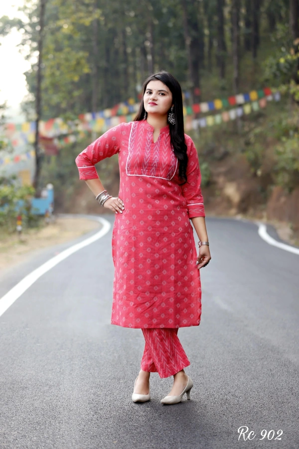 KDJ 01 Kurti With Pant  - pink, 38