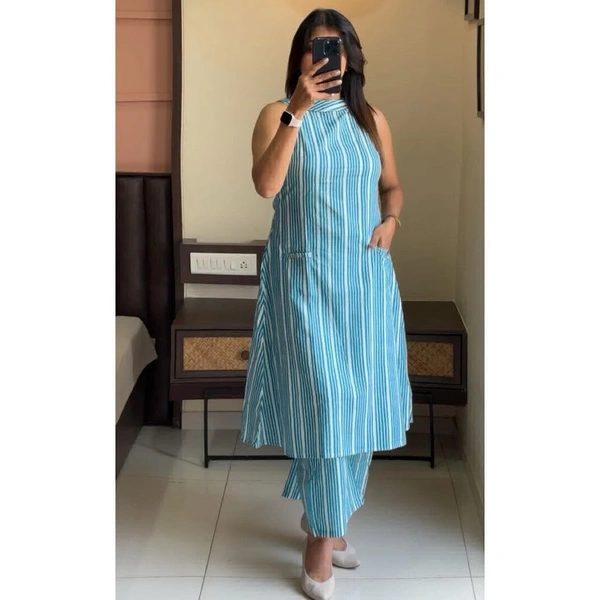 KDJ 5040 BEAUTIFUL KURTI WITH PANT  - Blue, XXL-44