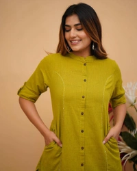KDJ 5041 Beautiful Kurti With Pant  - mehndi, M-38