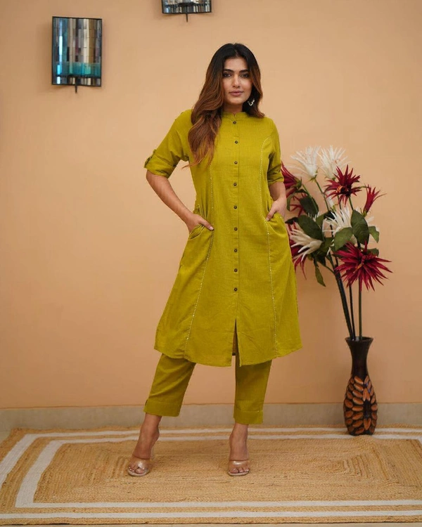 KDJ 5041 Beautiful Kurti With Pant  - mehndi, M-38