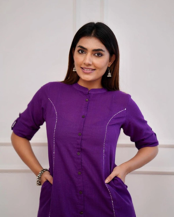 KDJ 5041 Beautiful Kurti With Pant  - Purple, L-40