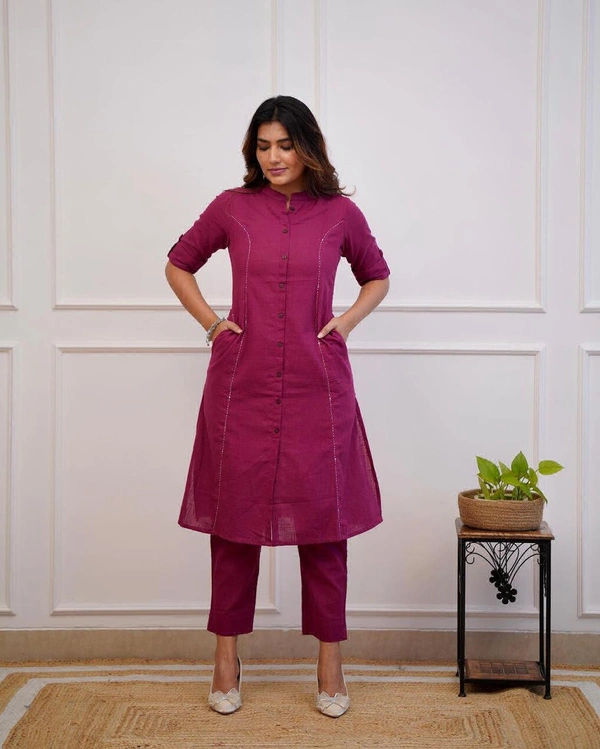KDJ 5041 Beautiful Kurti With Pant  - wine, L-40