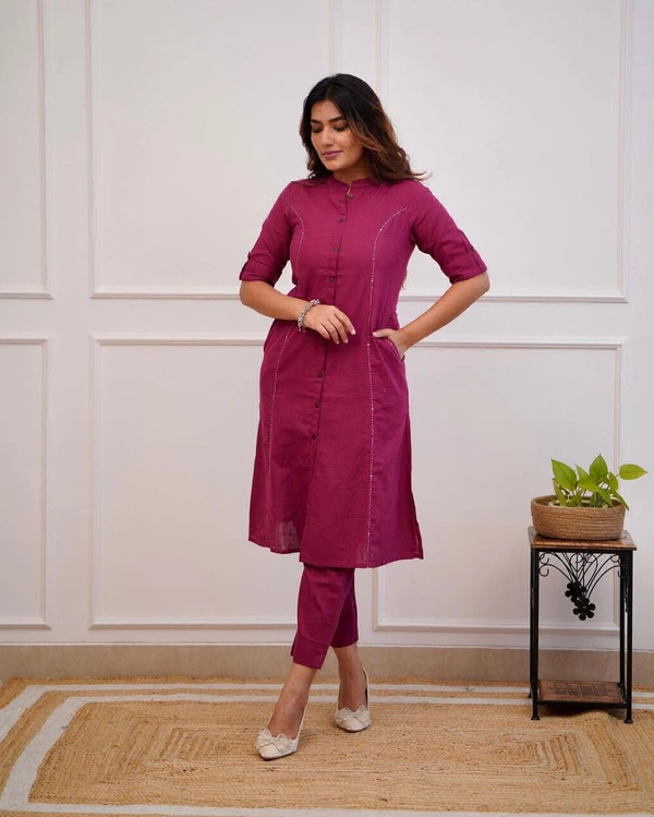 KDJ 5041 Beautiful Kurti With Pant  - wine, L-40
