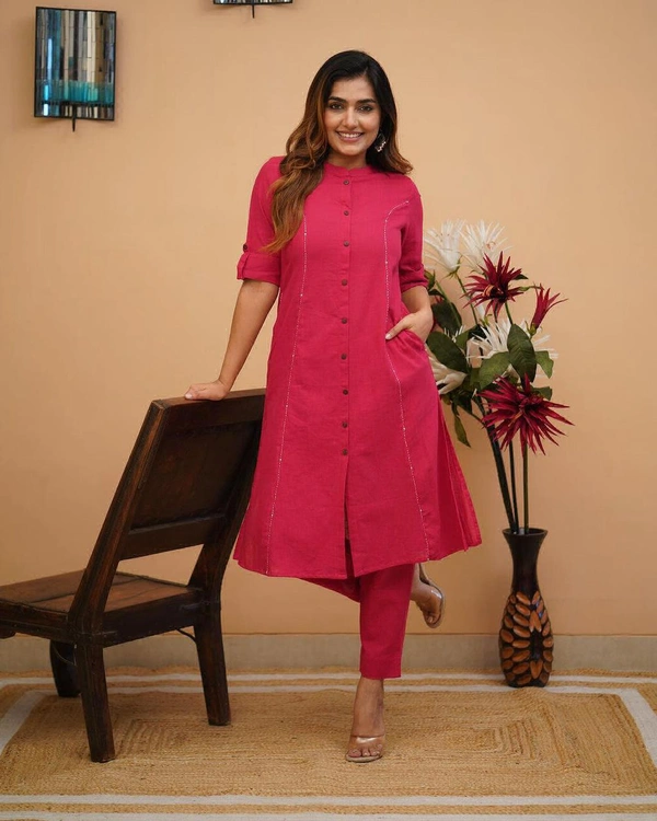 KDJ 5041 Beautiful Kurti With Pant  - pink, 42-XL