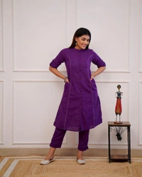 KDJ 5041 Beautiful Kurti With Pant  - Purple, 42-XL