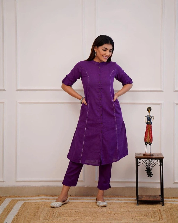 KDJ 5041 Beautiful Kurti With Pant  - Purple, 42-XL