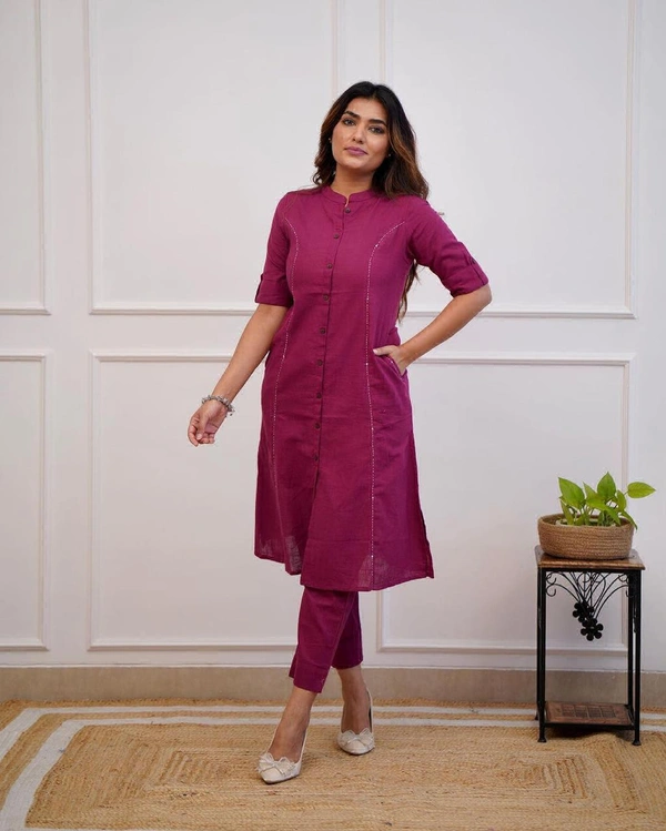 KDJ 5041 Beautiful Kurti With Pant  - wine, 42-XL