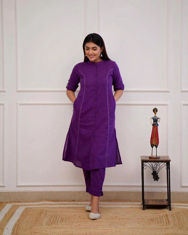 KDJ 5041 Beautiful Kurti With Pant  - Purple, XXL-44