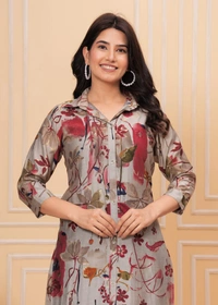 KDJ 4112 AFGANI PATTERN CORD SET  - 42, Gray