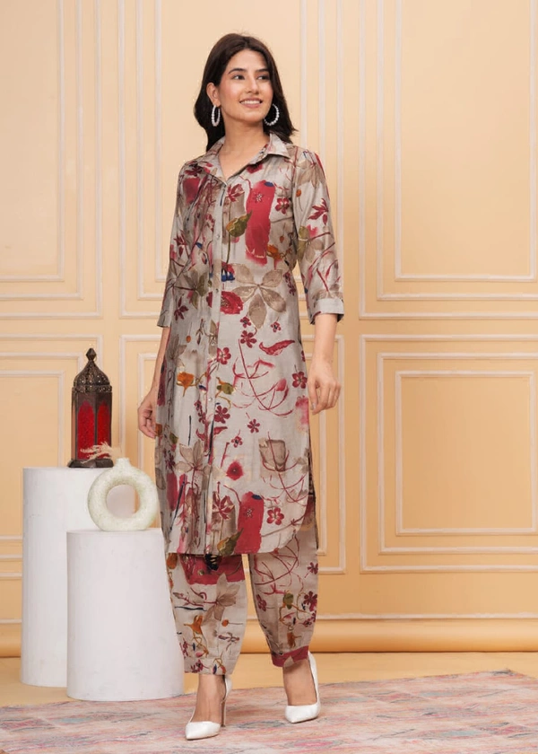 KDJ 4112 AFGANI PATTERN CORD SET  - 42, Gray